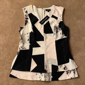 Multicoloured Graphic Peplum Top